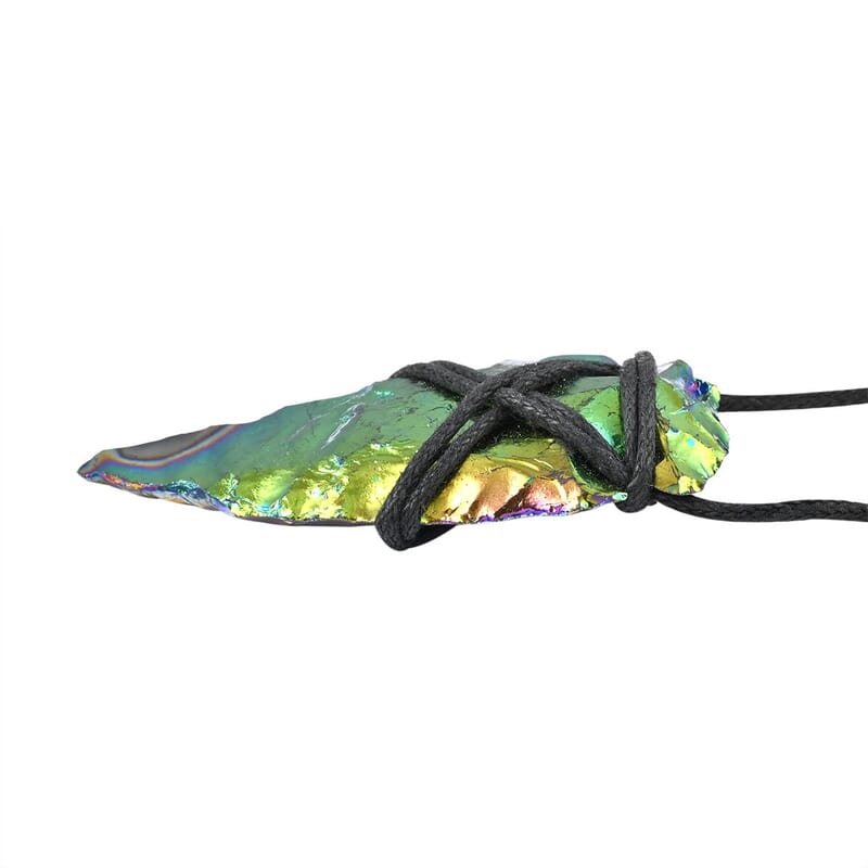 Drusy Rainbow Plated 14.00 ctw Arrowhead Pendant Necklace 30 Inches