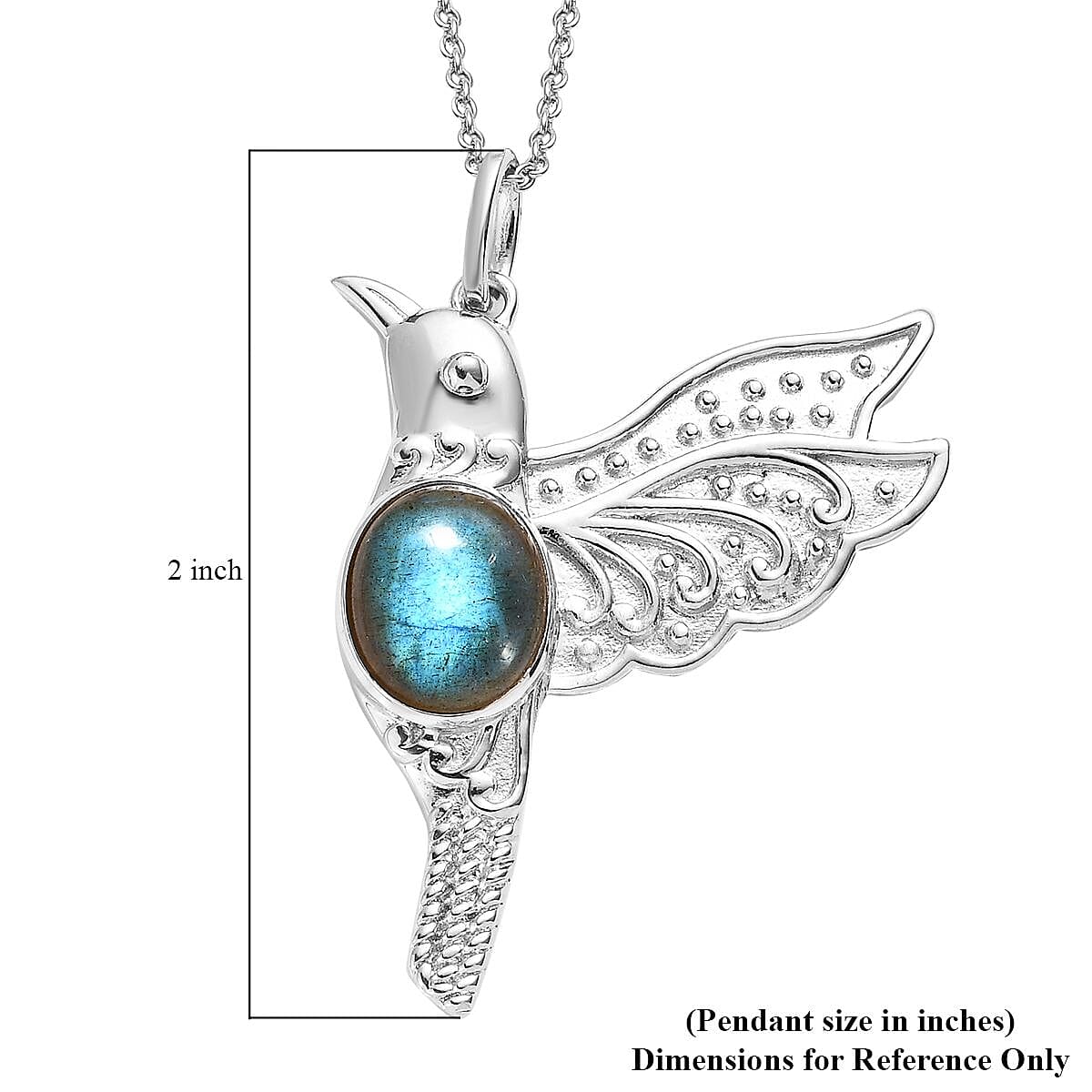 Malagasy Labradorite Pendant Necklace (20 Inches) in Platinum Over Copper with Magnet and Stainless Steel 5.60 ctw , Tarnish-Free, Waterproof, Sweat Proof Jewelry