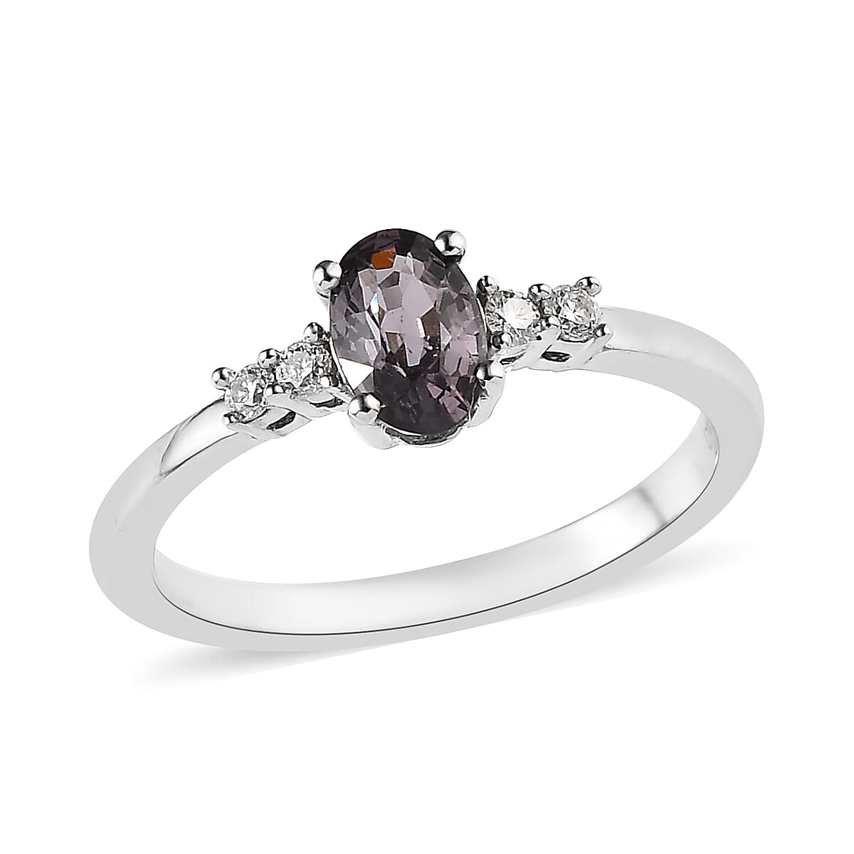 Tanzanian Lavender Spinel and Moissanite Ring (Size 5.0) and Pendant Necklace 20 Inches in Platinum Over Sterling Silver 1.25 ctw
