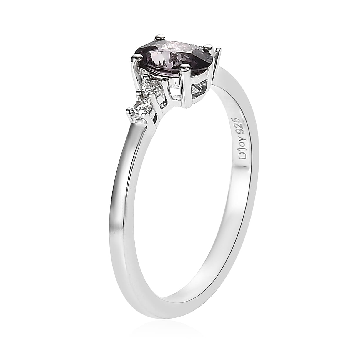 Tanzanian Lavender Spinel and Moissanite Ring and Pendant Necklace 20 Inches in Platinum Over Sterling Silver 1.25 ctw image number 4