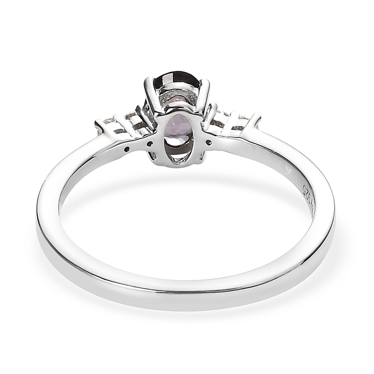 Tanzanian Lavender Spinel and Moissanite Ring (Size 5.0) and Pendant Necklace 20 Inches in Platinum Over Sterling Silver 1.25 ctw