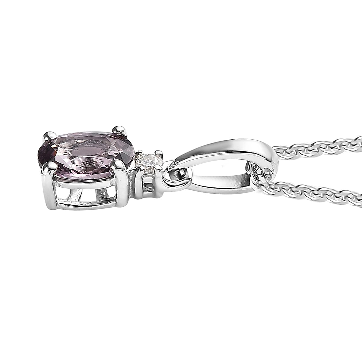 Tanzanian Lavender Spinel and Moissanite Ring and Pendant Necklace 20 Inches in Platinum Over Sterling Silver 1.25 ctw image number 7