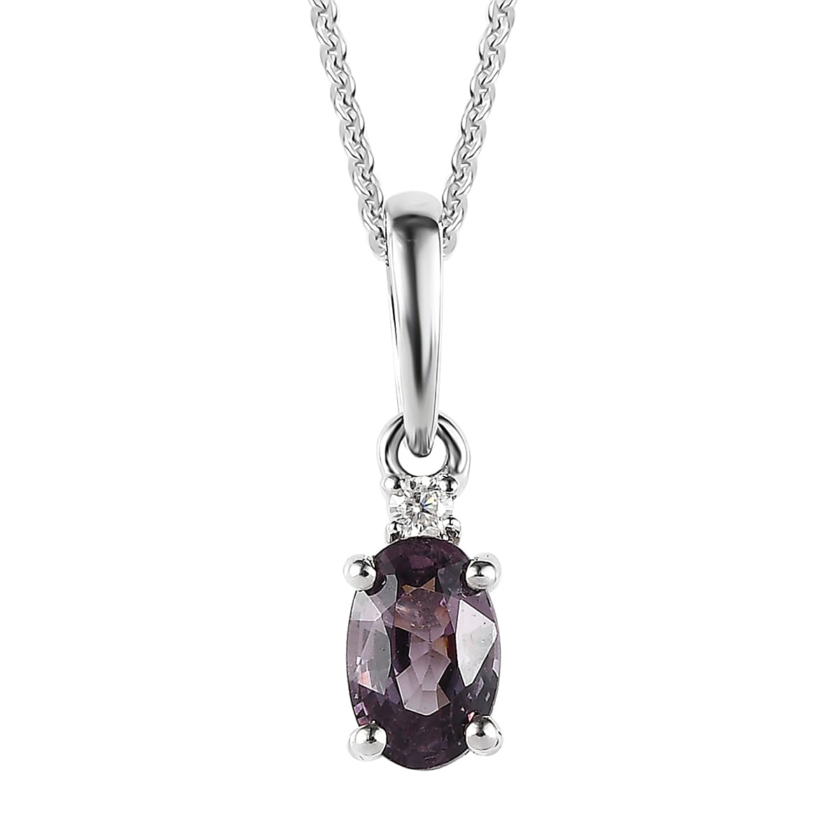 Tanzanian Lavender Spinel and Moissanite Ring (Size 8.0) and Pendant Necklace 20 Inches in Platinum Over Sterling Silver 1.25 ctw image number 6