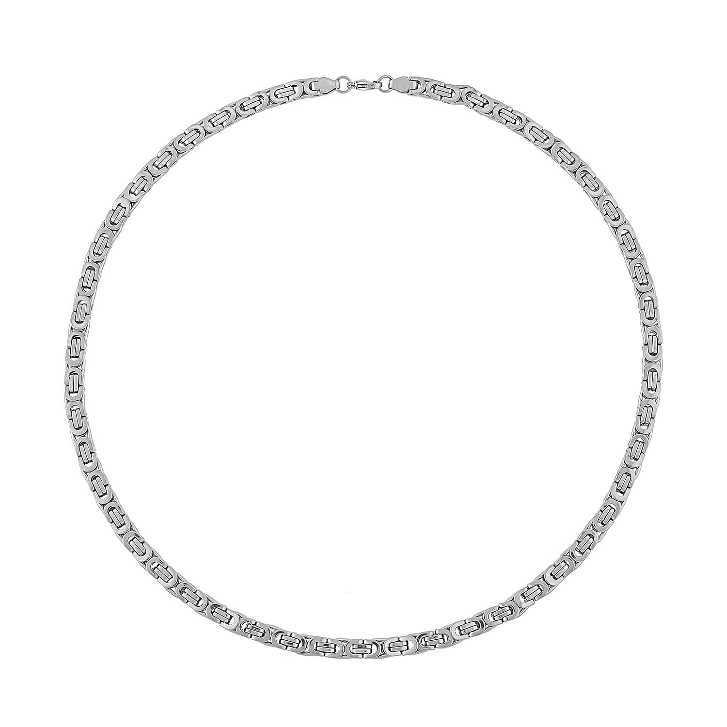 Byzantine Link Men's Chain Necklace 24 Inches and Bracelet (8.5In) in Stainless Steel