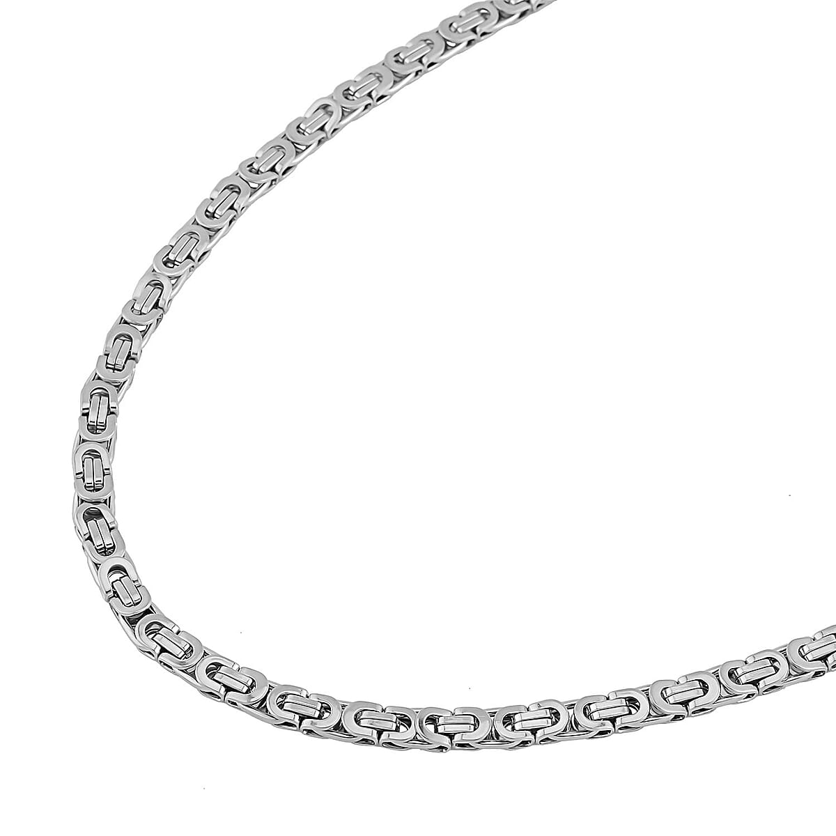 Byzantine Link Men's Chain Necklace 24 Inches and Bracelet (8.5In) in Stainless Steel image number 3
