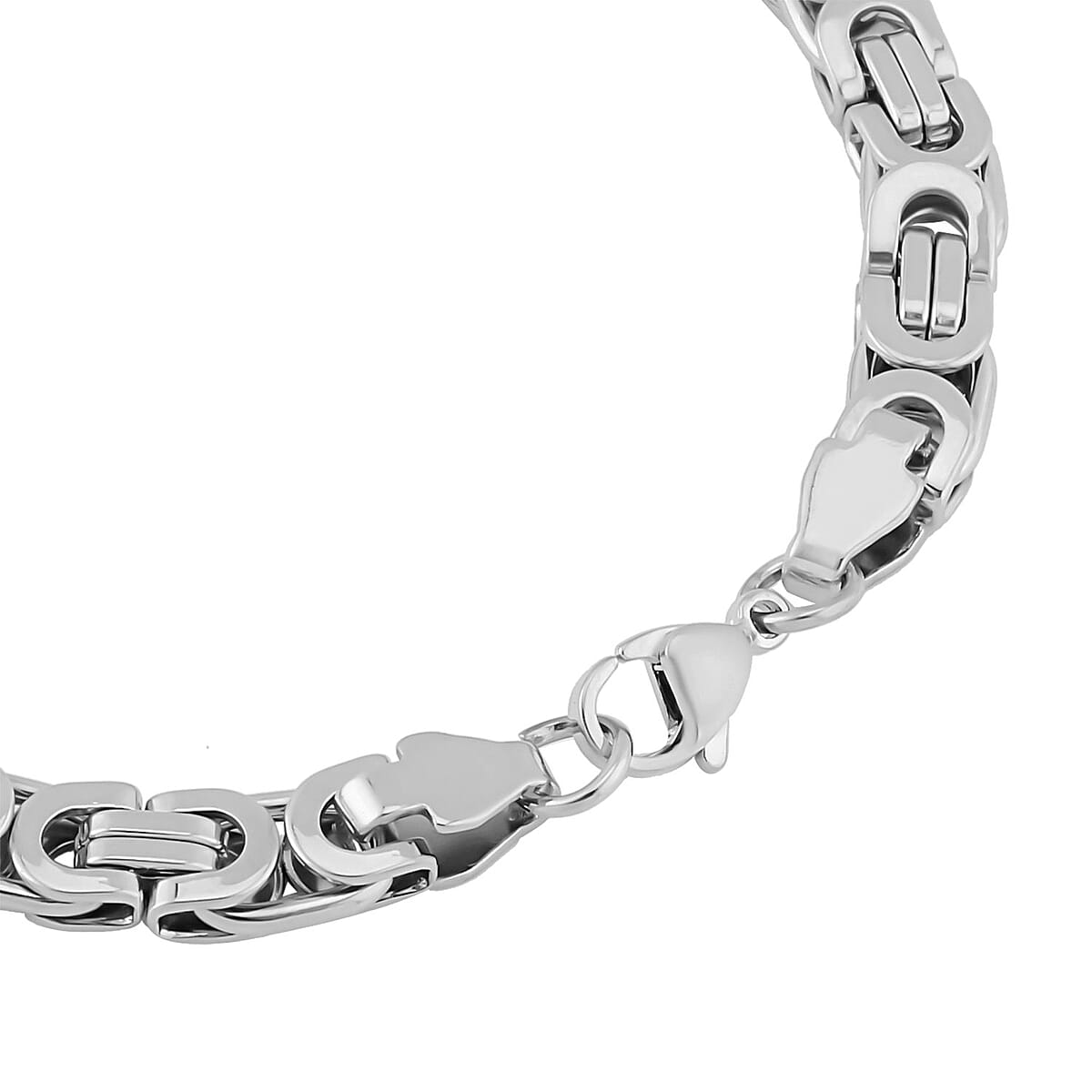 Byzantine Link Men's Chain Necklace 24 Inches and Bracelet (8.5In) in Stainless Steel image number 4