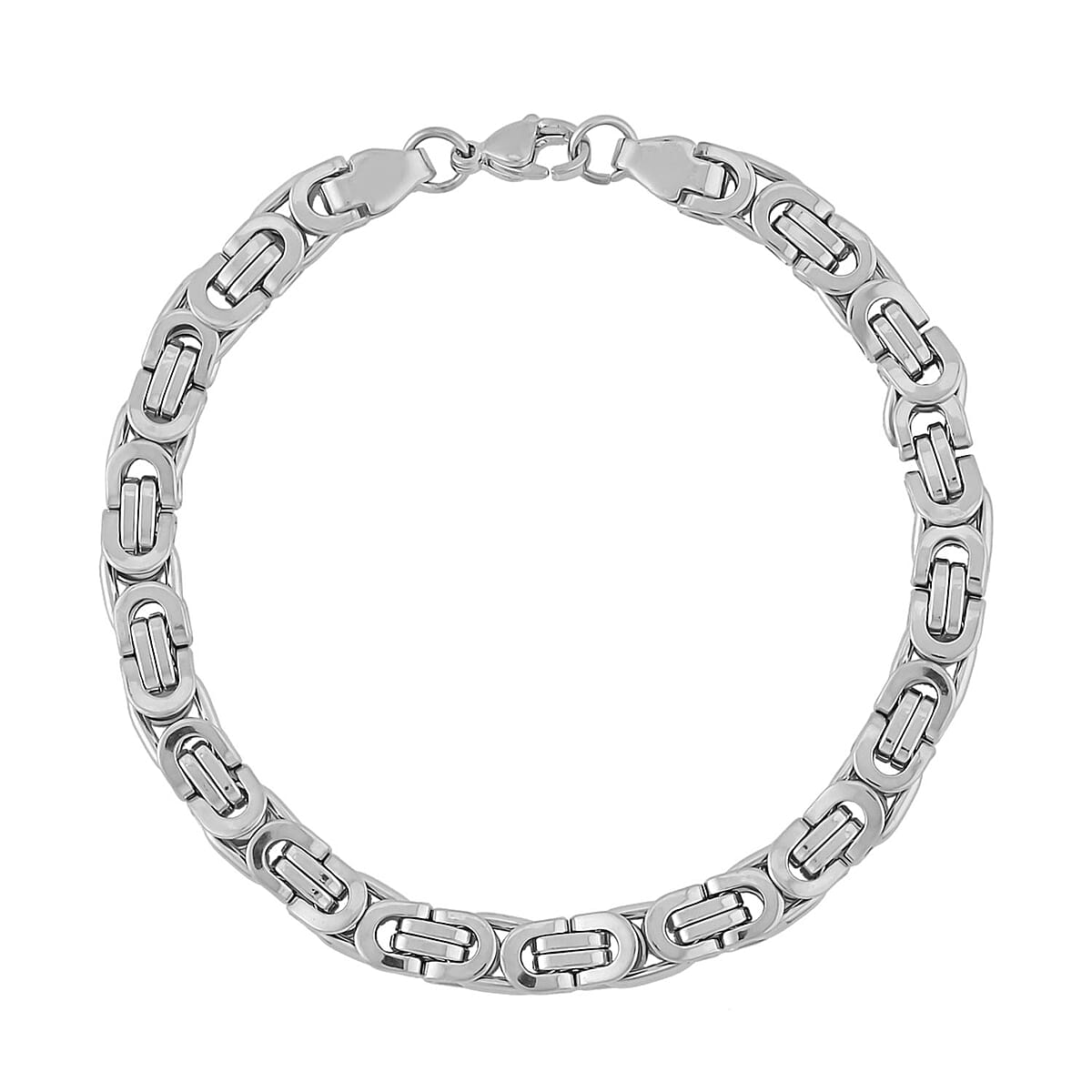 Byzantine Link Men's Chain Necklace 24 Inches and Bracelet (8.5In) in Stainless Steel image number 5