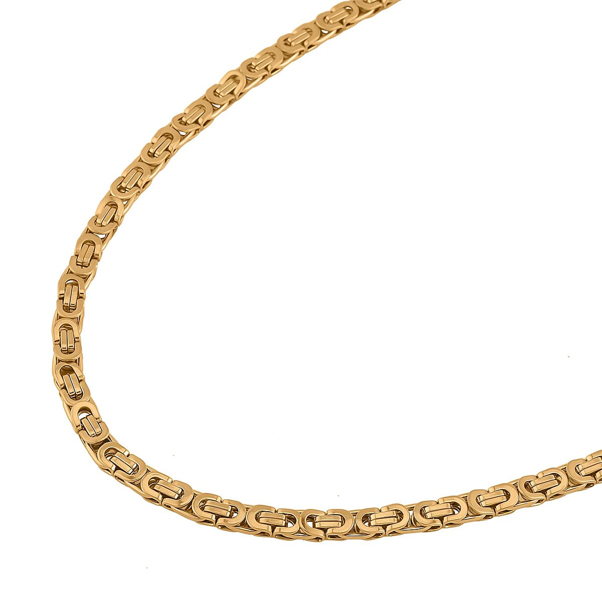 Byzantine Link Men's Chain Necklace (24 Inches) and Bracelet (8.5In) in ION Plated YG Stainless Steel | Tarnish-Free, Waterproof, Sweat Proof Jewelry image number 3