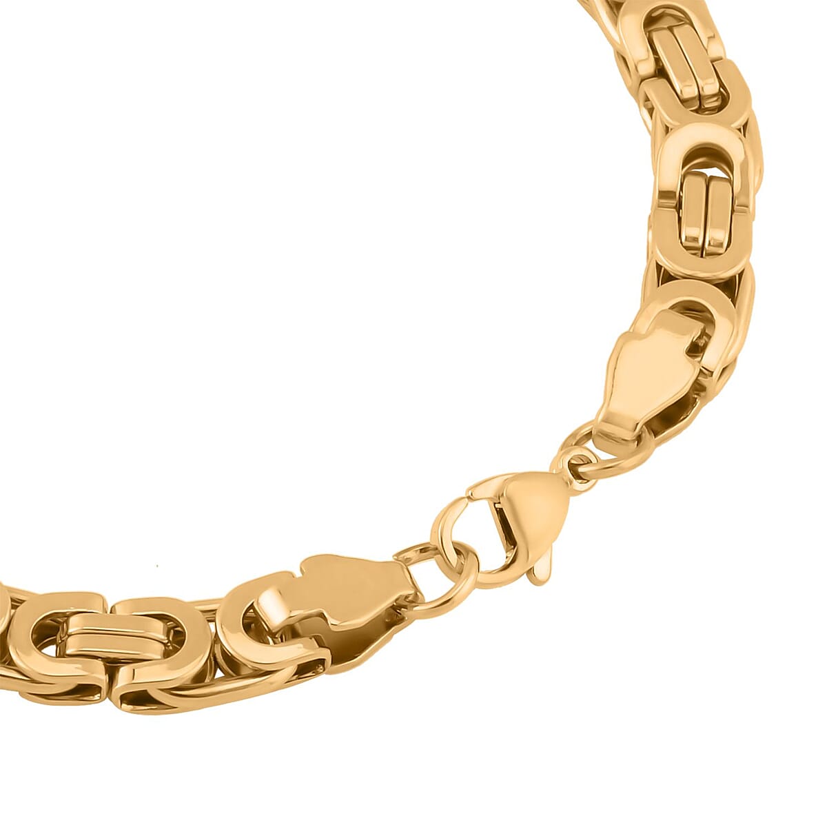 Byzantine Link Men's Chain Necklace (24 Inches) and Bracelet (8.5In) in ION Plated YG Stainless Steel | Tarnish-Free, Waterproof, Sweat Proof Jewelry image number 4