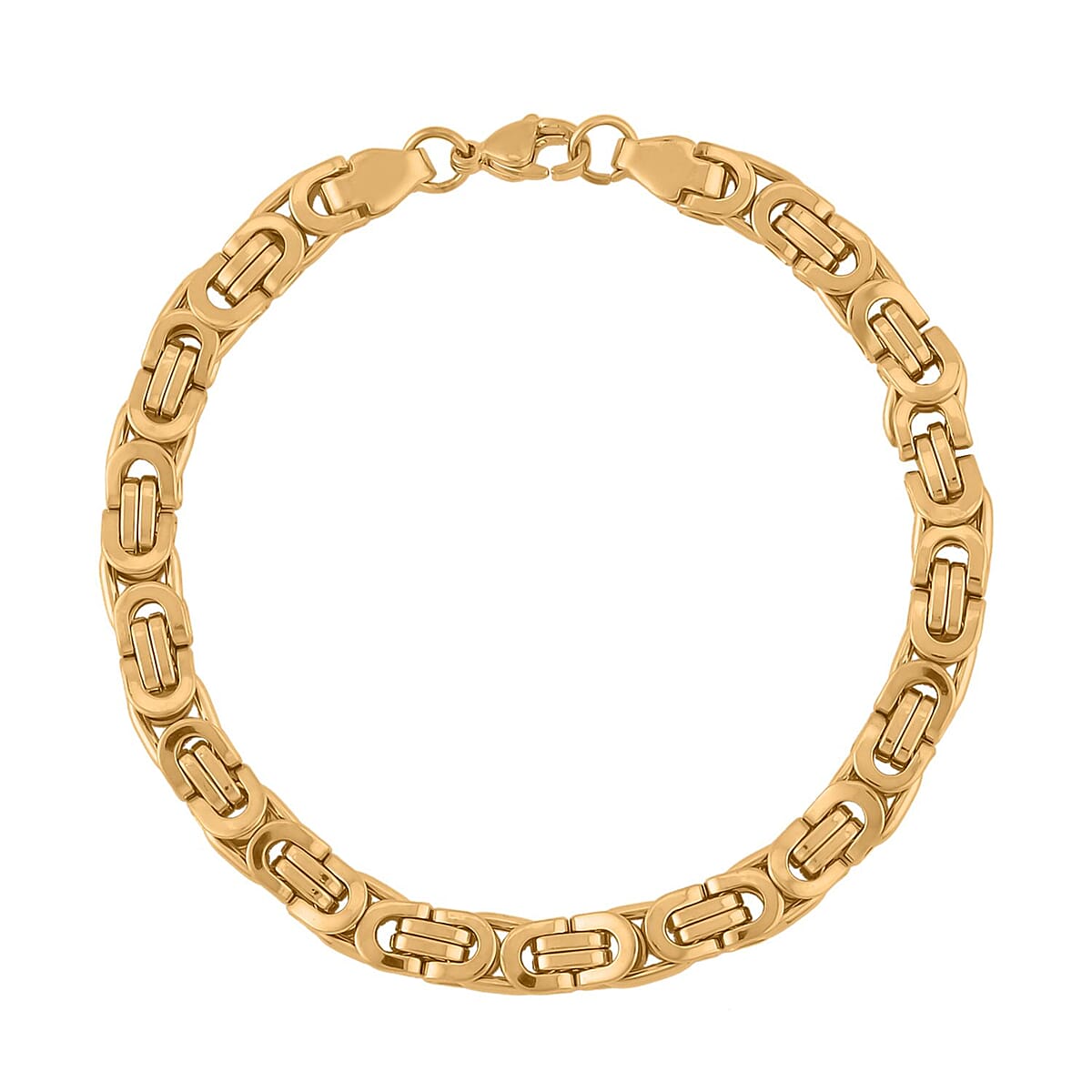 Byzantine Link Men's Chain Necklace (24 Inches) and Bracelet (8.5In) in ION Plated YG Stainless Steel | Tarnish-Free, Waterproof, Sweat Proof Jewelry image number 5