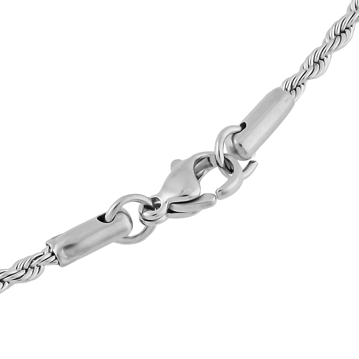 Set of 2 Wheat & Rope Link Men's Chain Necklace (24 Inches) in Stainless Steel | Tarnish-Free, Waterproof, Sweat Proof Jewelry image number 4