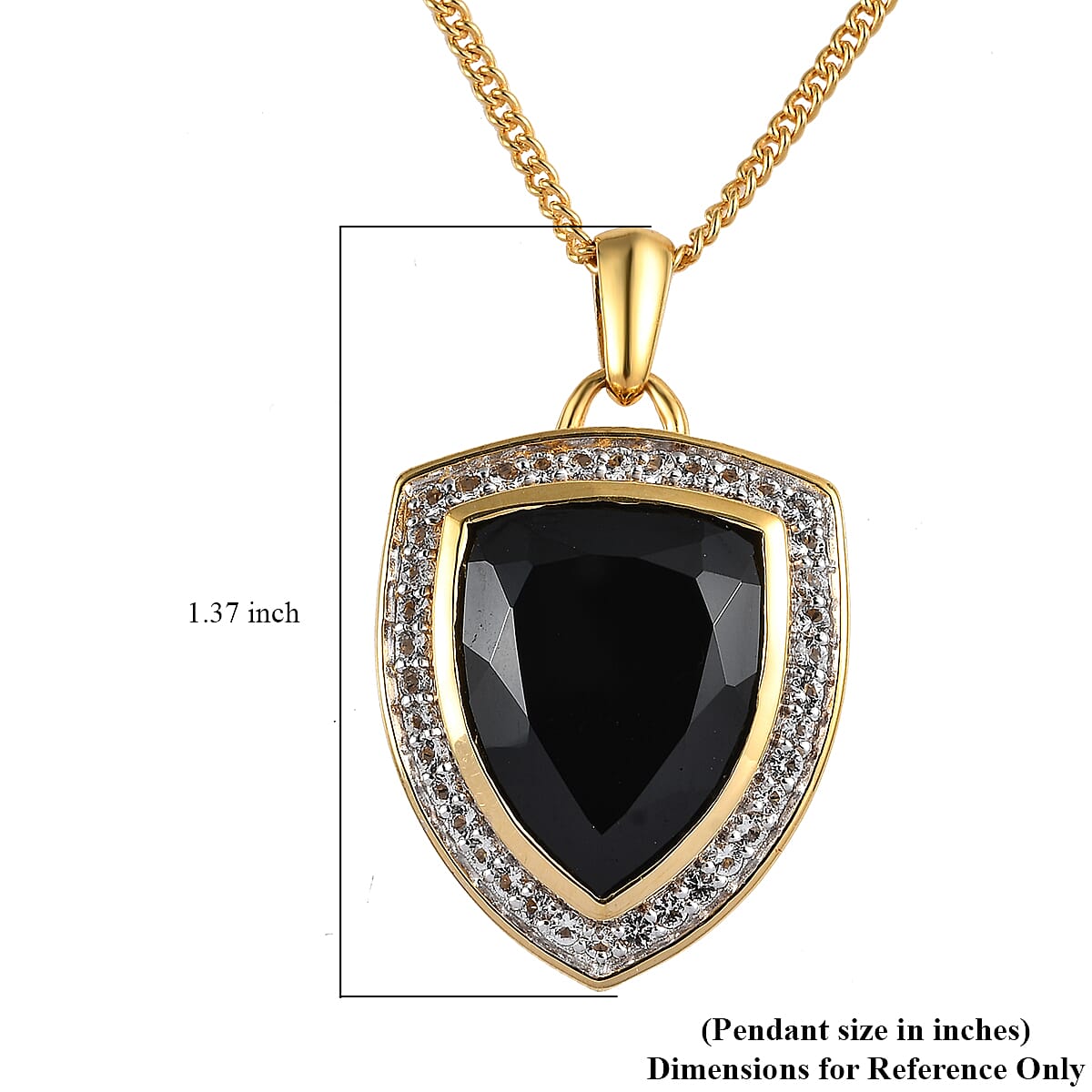 Thai Black Spinel and White Topaz Men's Pendant Necklace 24 Inches in 14K Yellow Gold Over Sterling Silver 15.85 ctw image number 6