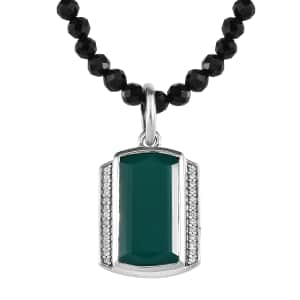 Verde Onyx and Multi Gemstone Men's Pendant Necklace 20 Inches in Platinum Over Sterling Silver 82.00 ctw