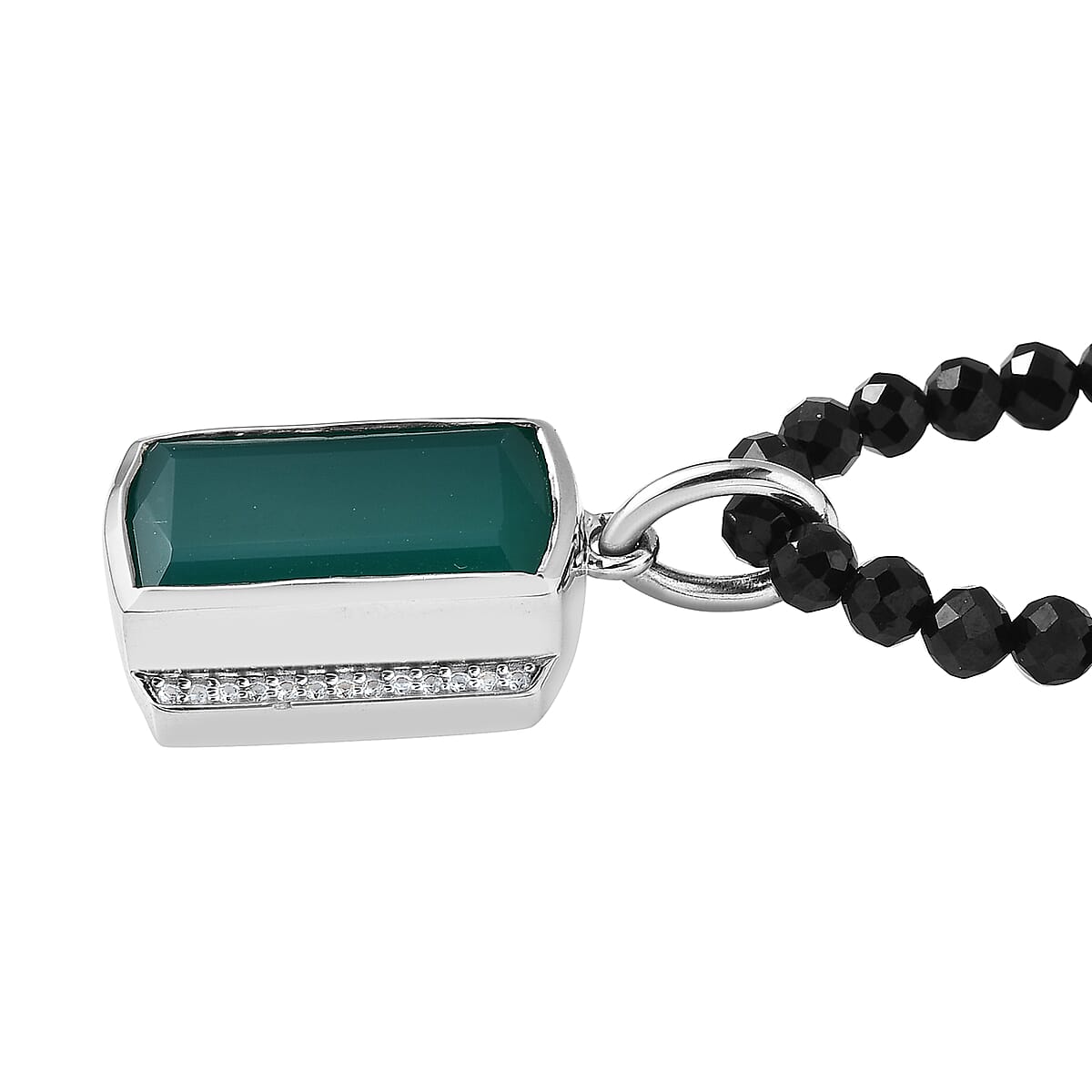 Verde Onyx and Multi Gemstone Men's Pendant Necklace 20 Inches in Platinum Over Sterling Silver 82.00 ctw image number 3