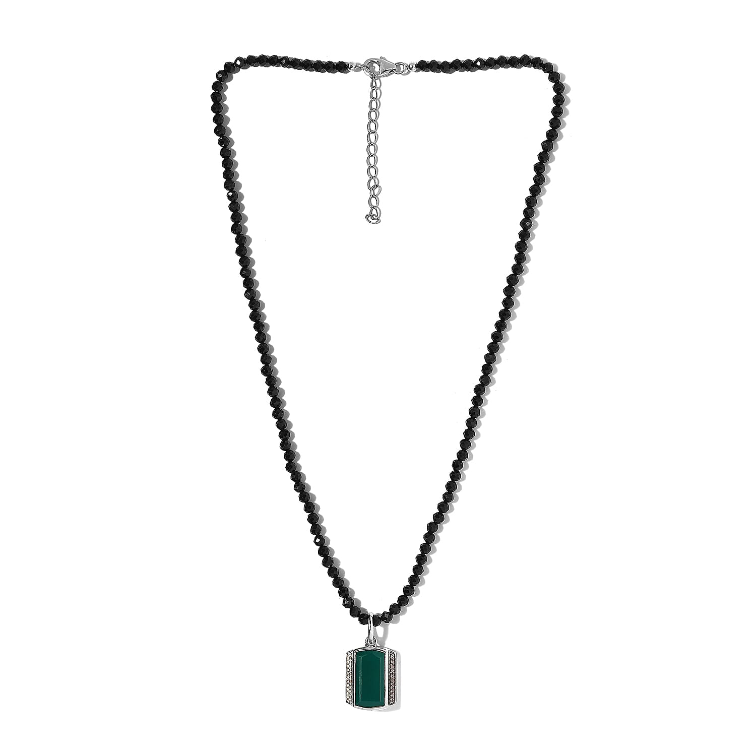 Verde Onyx and Multi Gemstone Men's Pendant Necklace 20 Inches in Platinum Over Sterling Silver 82.00 ctw