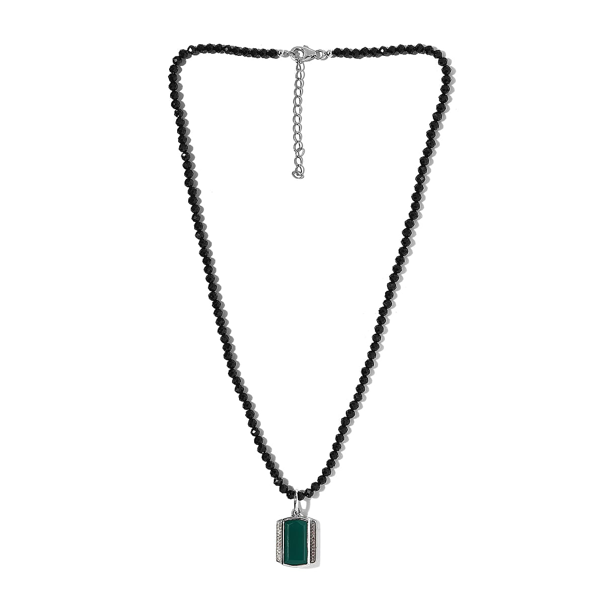 Verde Onyx and Multi Gemstone Men's Pendant Necklace 20 Inches in Platinum Over Sterling Silver 82.00 ctw image number 4