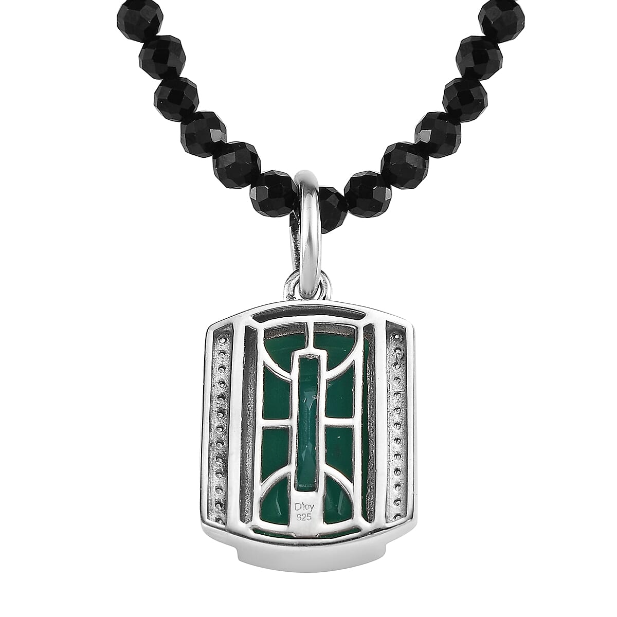 Verde Onyx and Multi Gemstone Men's Pendant Necklace 20 Inches in Platinum Over Sterling Silver 82.00 ctw