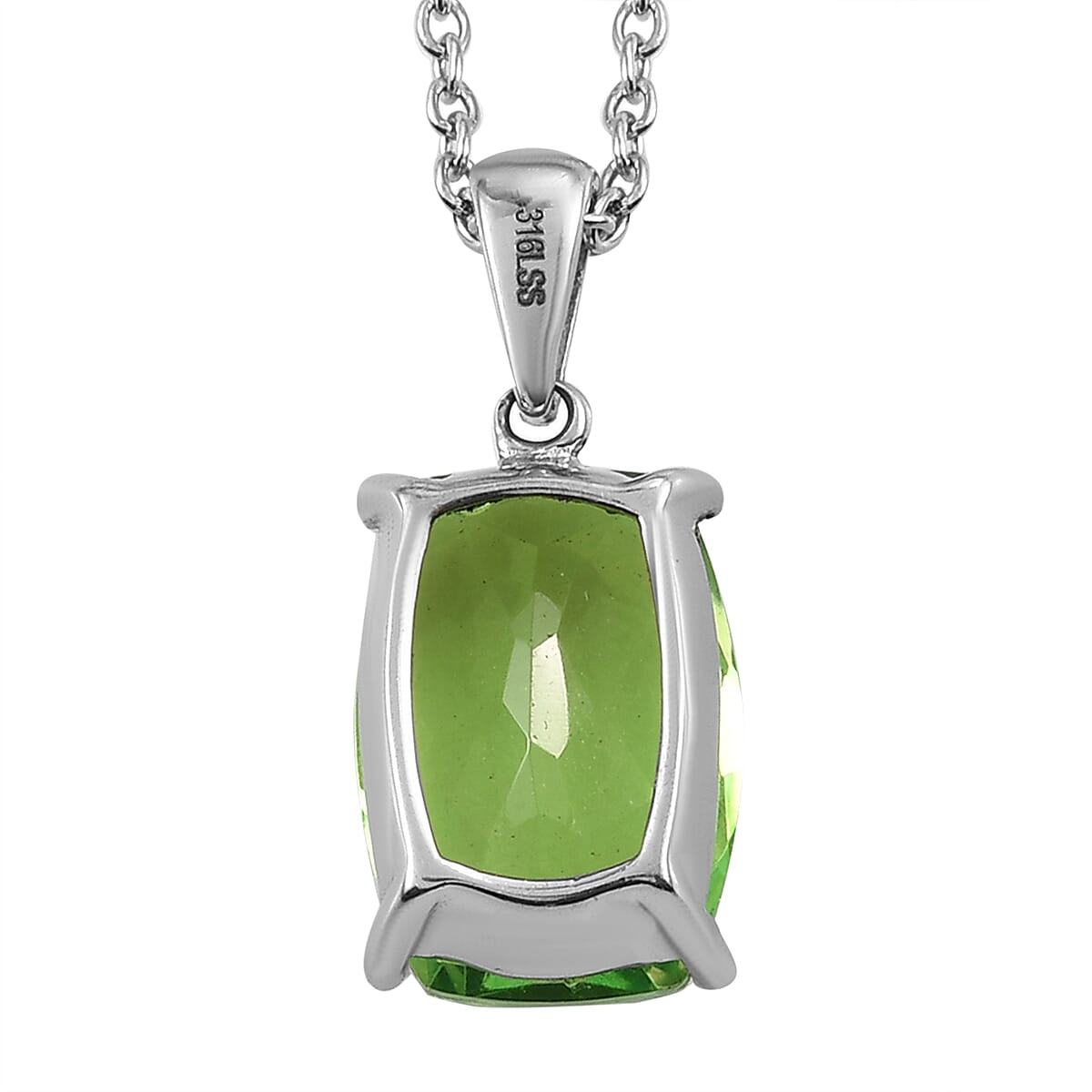 Chartreuse Quartz Solitaire Pendant Necklace (20 Inches) in Stainless Steel 7.25 ctw , Tarnish-Free, Waterproof, Sweat Proof Jewelry image number 4