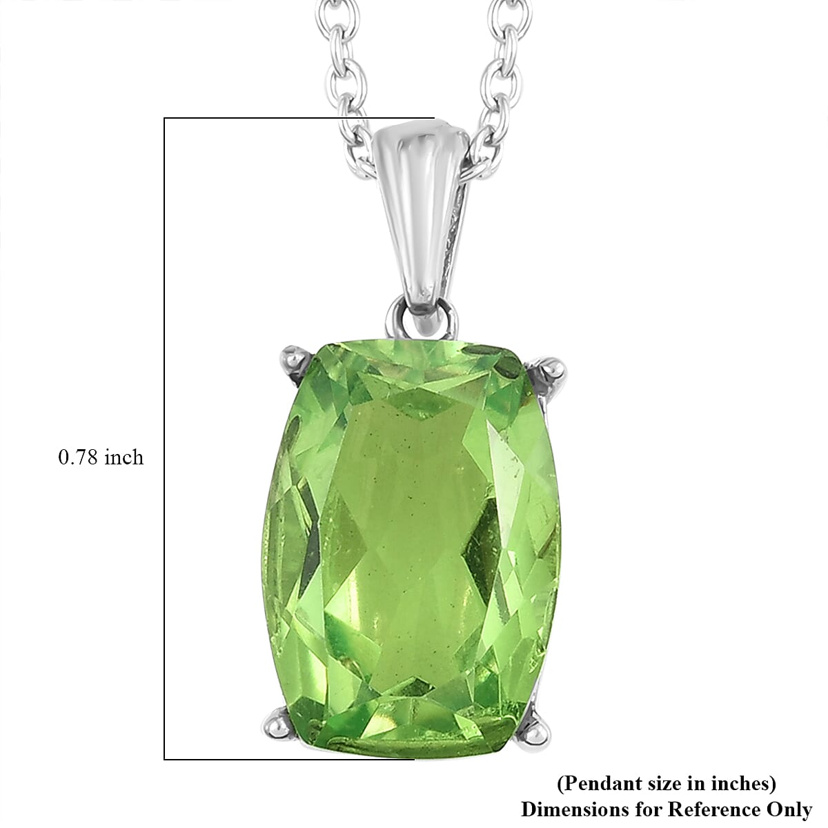 Chartreuse Quartz Solitaire Pendant Necklace (20 Inches) in Stainless Steel 7.25 ctw , Tarnish-Free, Waterproof, Sweat Proof Jewelry image number 6