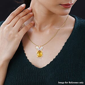 Simulated Yellow Sapphire, Simulated Multi Color Diamond Pendant Necklace in Goldtone and ION Plated YG Stainless Steel 20 Inches, Tarnish-Free, Waterproof, Sweat Proof Jewelry