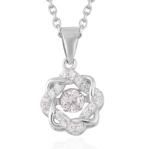 Sparkling Dancing Simulated Diamond Pendant Necklace 20 Inches in Rhodium Over Sterling Silver 0.65 ctw