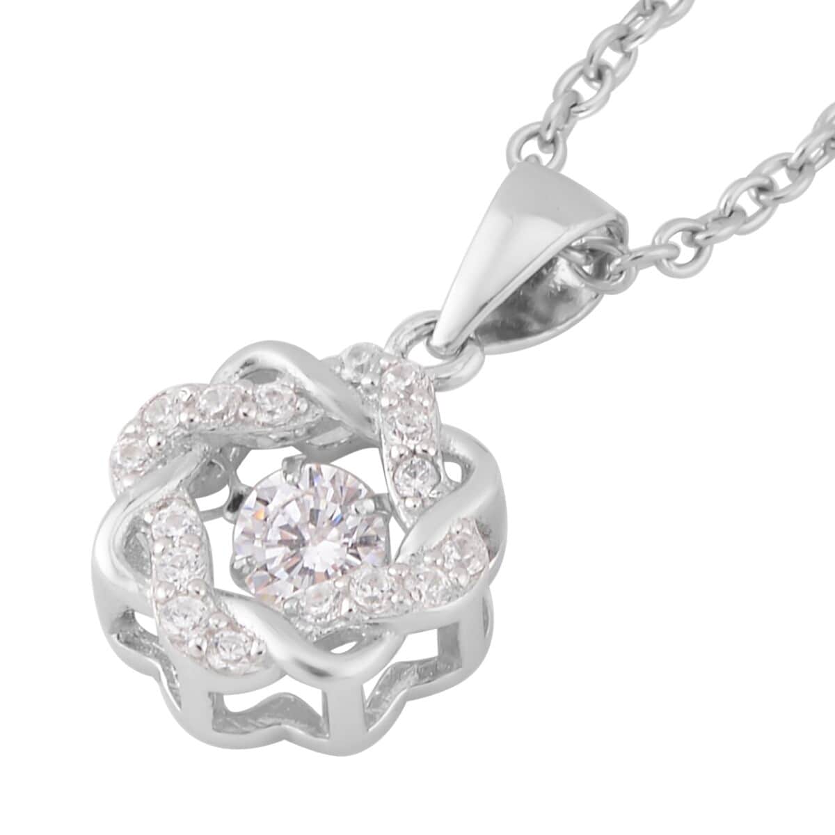 Sparkling Dancing Simulated Diamond 0.65 ctw Pendant Necklace in Rhodium Over Sterling Silver 20 Inches image number 3