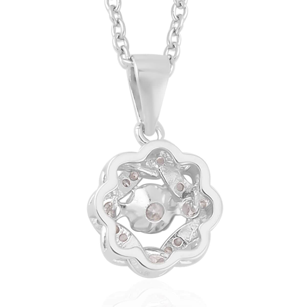 Sparkling Dancing Simulated Diamond Pendant Necklace 20 Inches in Rhodium Over Sterling Silver 0.65 ctw image number 4