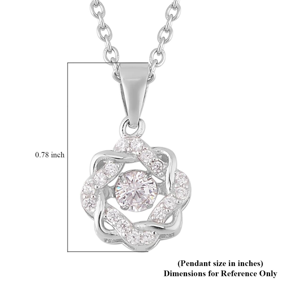 Sparkling Dancing Simulated Diamond Pendant Necklace 20 Inches in Rhodium Over Sterling Silver 0.65 ctw image number 5