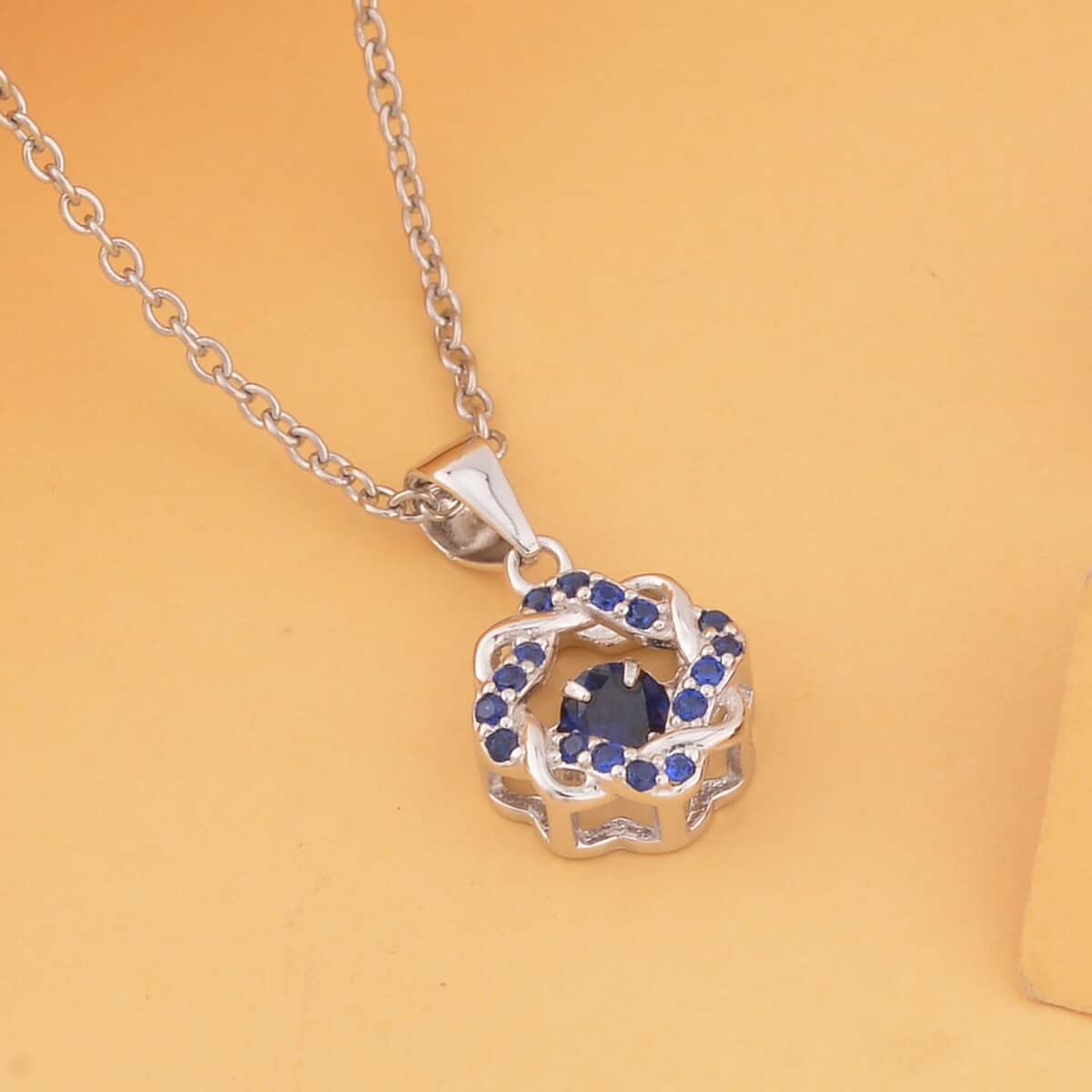 Sparkling Dancing Simulated Blue Diamond 0.65 ctw Pendant Necklace in Rhodium Over Sterling Silver 20 Inches image number 1