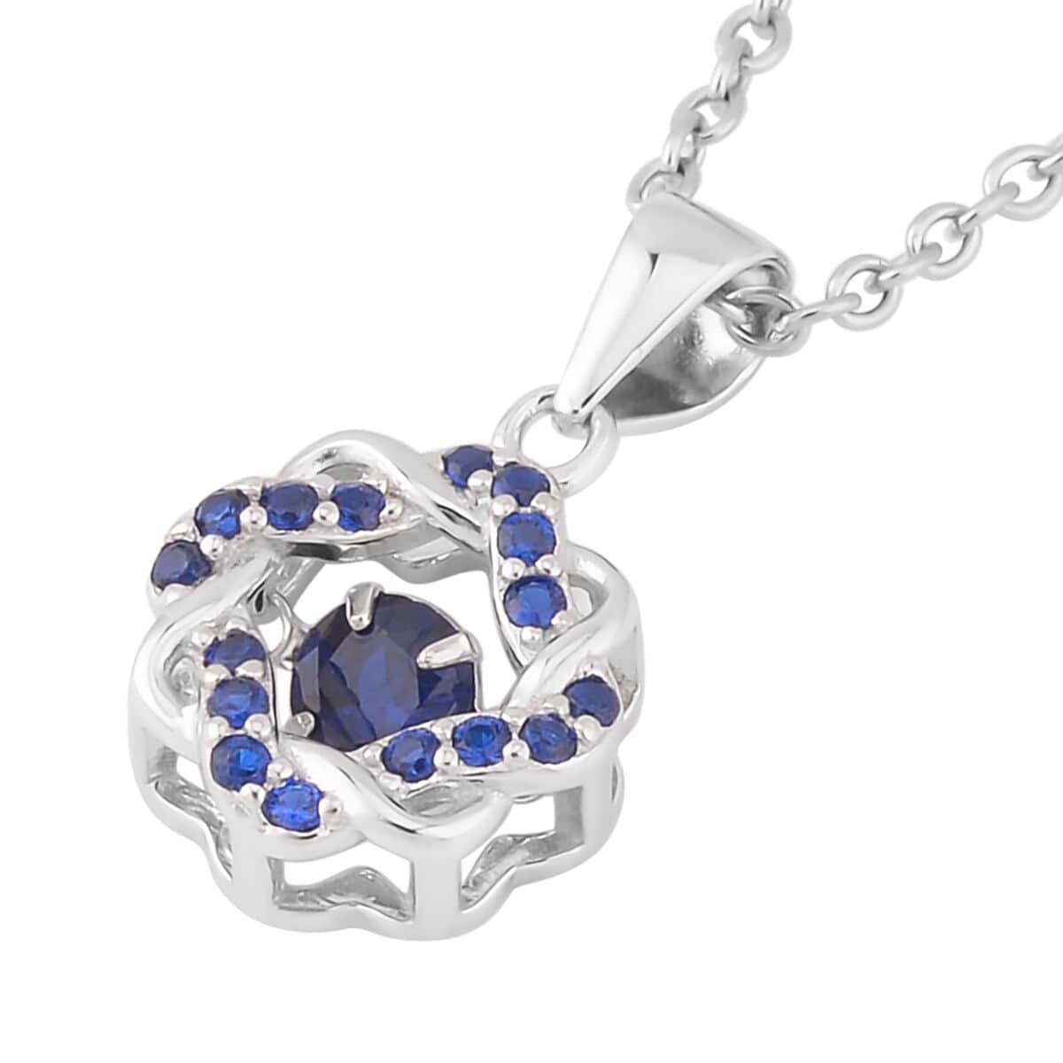 Sparkling Dancing Simulated Blue Diamond 0.65 ctw Pendant Necklace in Rhodium Over Sterling Silver 20 Inches image number 3