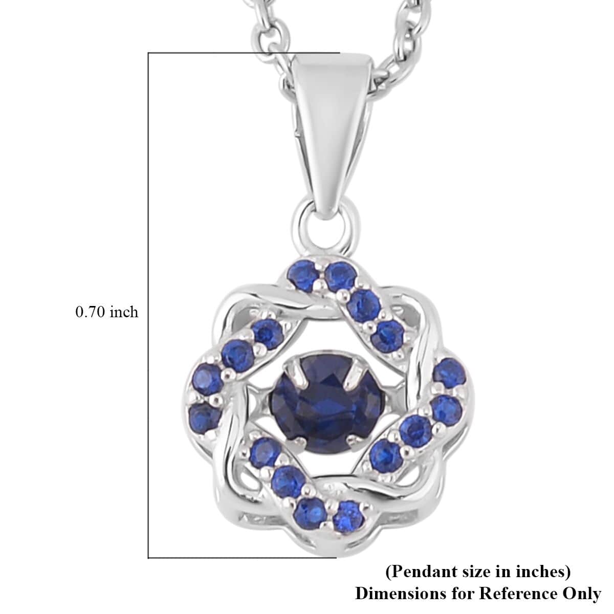 Sparkling Dancing Simulated Blue Diamond 0.65 ctw Pendant Necklace in Rhodium Over Sterling Silver 20 Inches image number 5