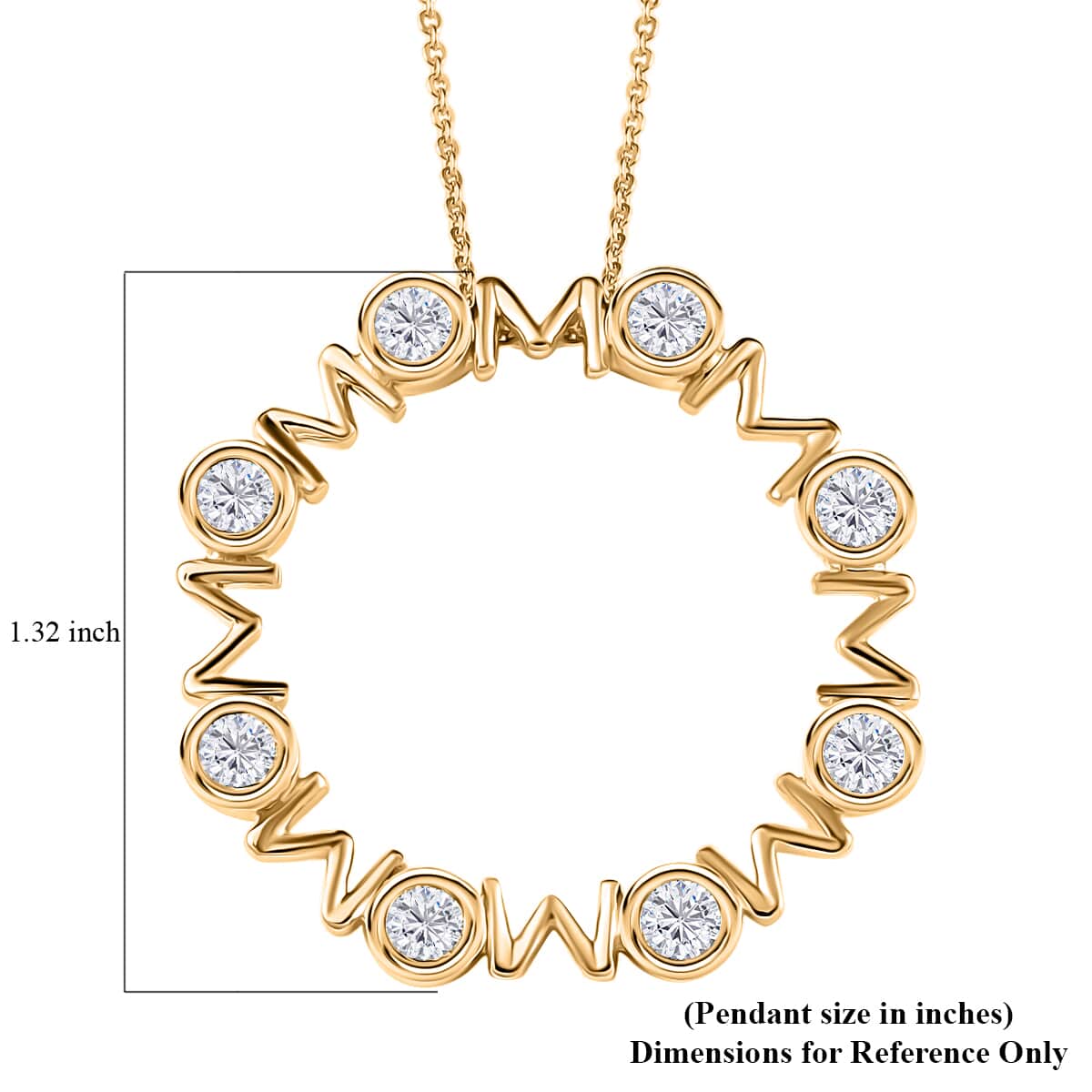 Buy Moissanite MOM Circle Pendant Necklace 20 Inches in Vermeil