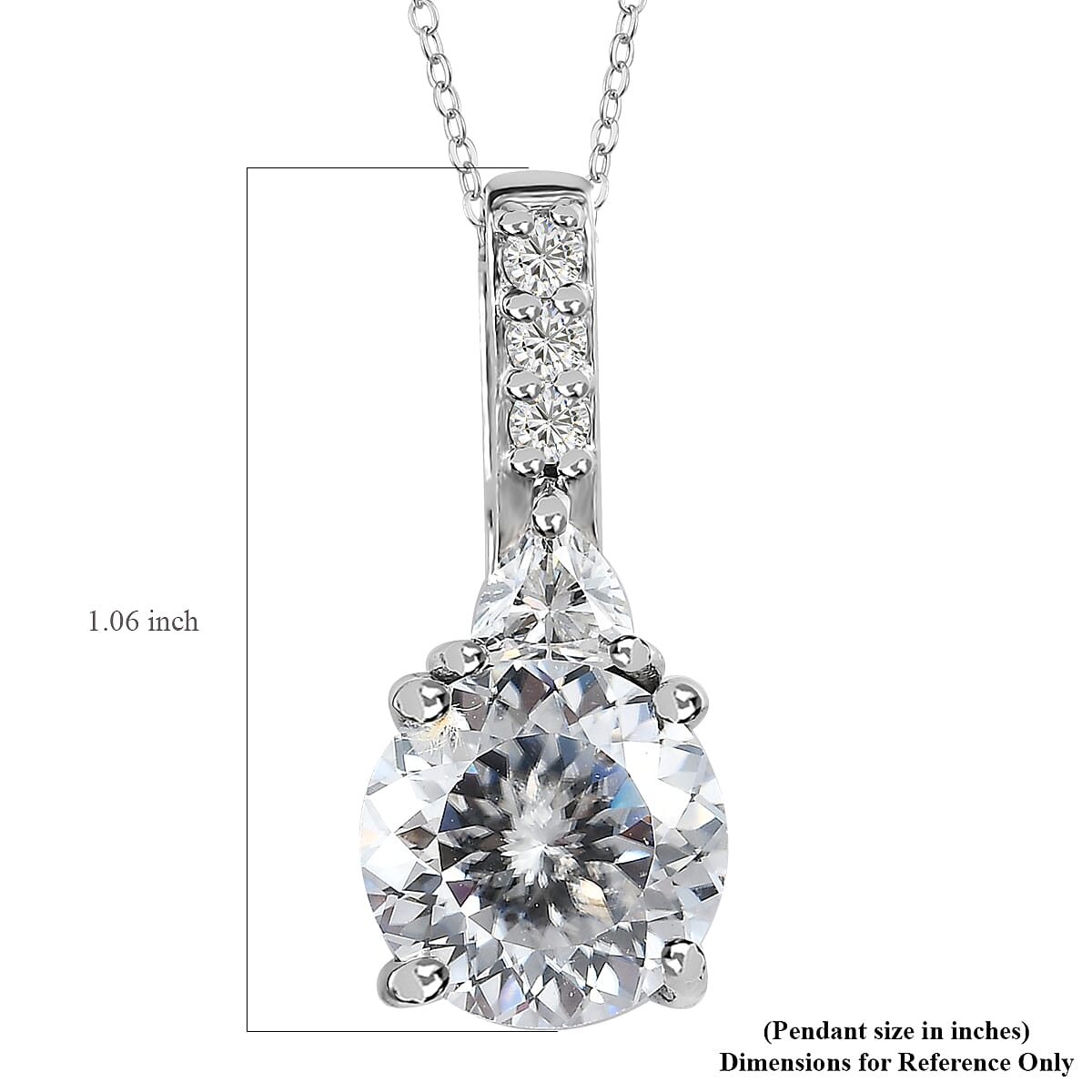 120 Facets Moissanite Pendant Necklace 20 Inches in Platinum Over Sterling Silver 1.35 ctw image number 6