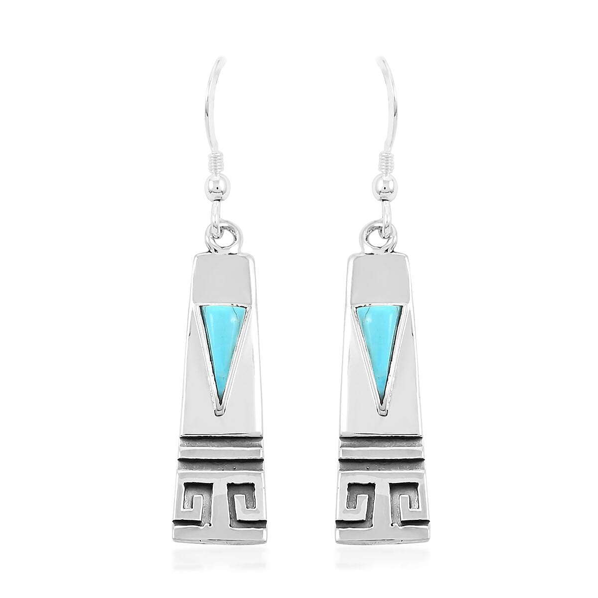 Santa Fe Style Kingman Turquoise Tribal Horseshoe Necklace 20 Inches and Earrings in Sterling Silver 15.00 ctw