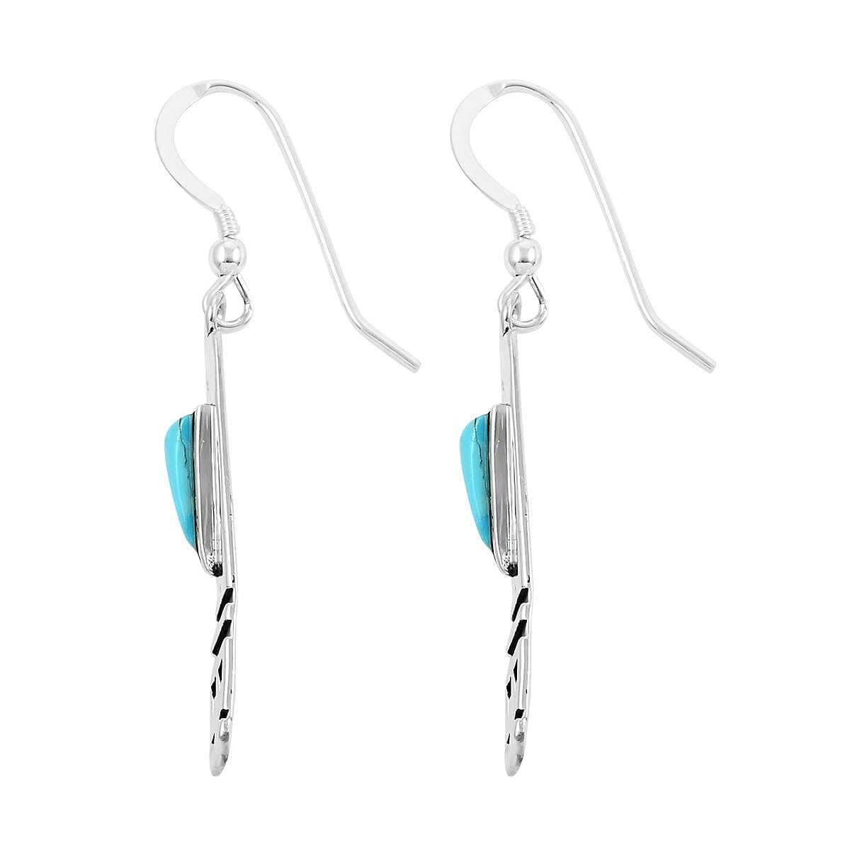 Santa Fe Style Kingman Turquoise Tribal Horseshoe Necklace 20 Inches and Earrings in Sterling Silver 15.00 ctw