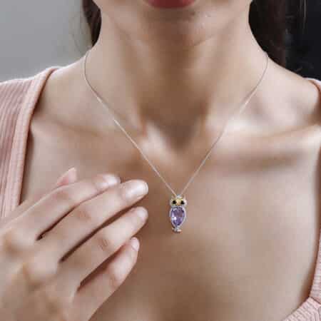 Buy Premium Rose De France Amethyst and Multi Gemstone Owl Pendant Necklace  20 Inches in Vermeil YG and Platinum Over Sterling Silver 3.75 ctw at