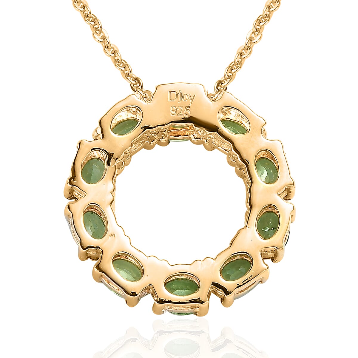 Premium Tsavorite Garnet Circle Pendant Necklace 20 Inches in Vermeil Yellow Gold Over Sterling Silver 1.75 ctw