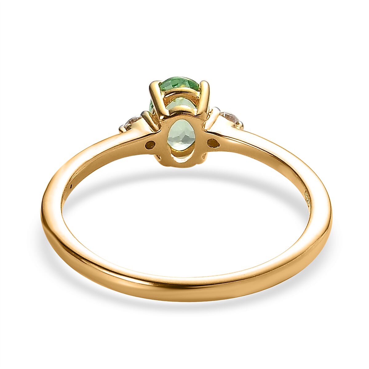 Premium Tsavorite Garnet and Moissanite Ring (Size 5.0) and Pendant Necklace 20 Inches in Vermeil Yellow Gold Over Sterling Silver 1.10 ctw