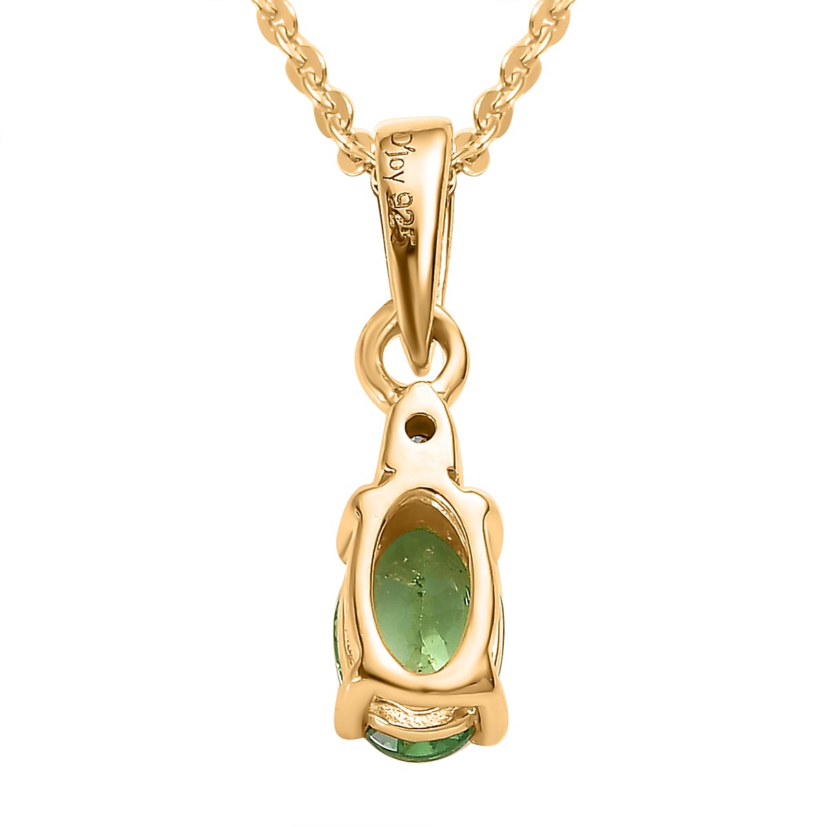 Premium Tsavorite Garnet and Moissanite Ring (Size 5.0) and Pendant Necklace 20 Inches in Vermeil Yellow Gold Over Sterling Silver 1.10 ctw