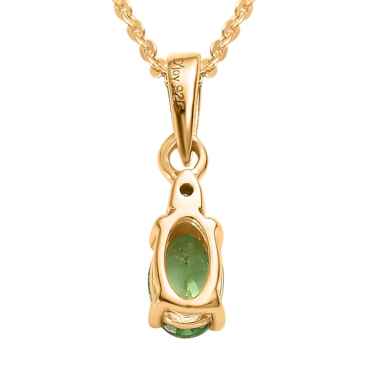 Premium Tsavorite Garnet and Moissanite Ring (Size 5.0) and Pendant Necklace 20 Inches in Vermeil Yellow Gold Over Sterling Silver 1.10 ctw image number 6