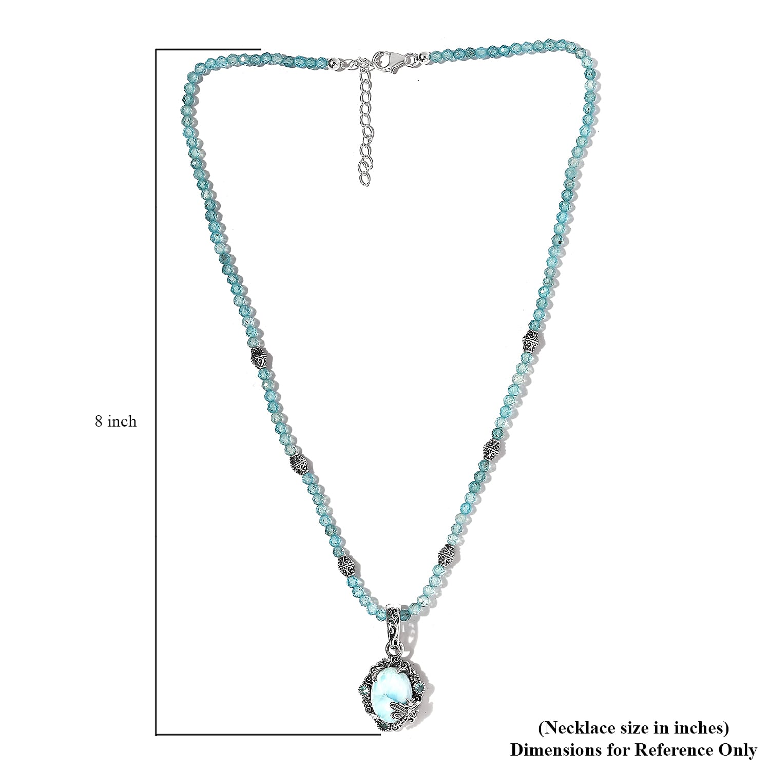 Artisan Crafted Larimar and Madagascar Paraiba Apatite Pendant Necklace 20 Inches in Sterling Silver 81.00 ctw