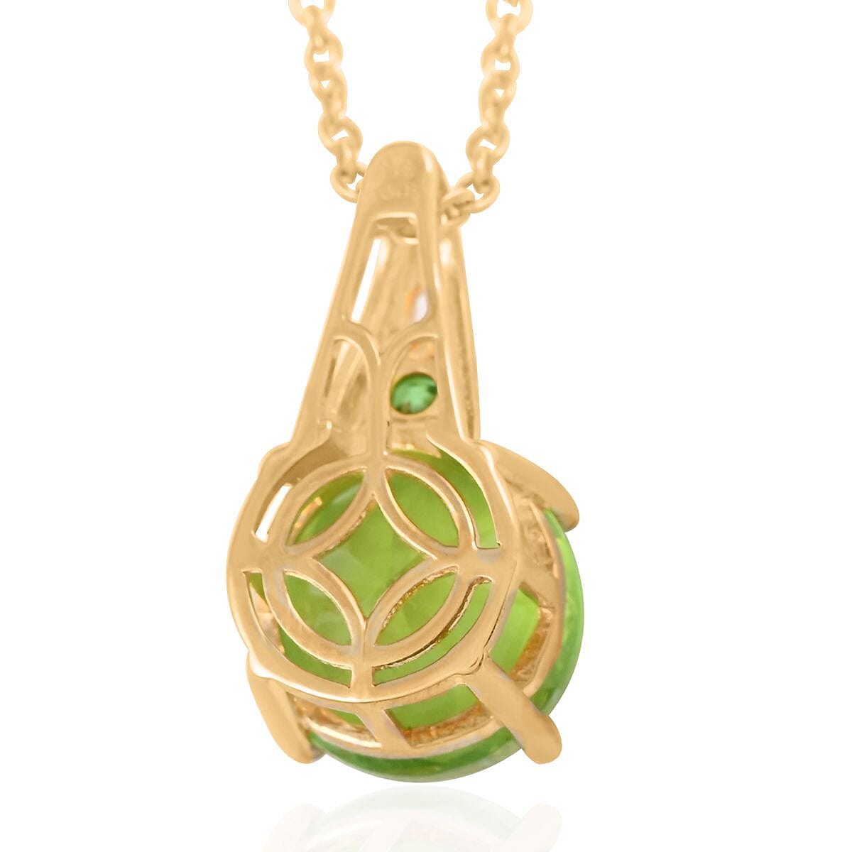 Karis Chartreuse Quartz (Triplet), Simulated Green Diamond Pendant Necklace (20 Inches) in 18K YG Plated and Stainless Steel 5.40 ctw , Tarnish-Free, Waterproof, Sweat Proof Jewelry