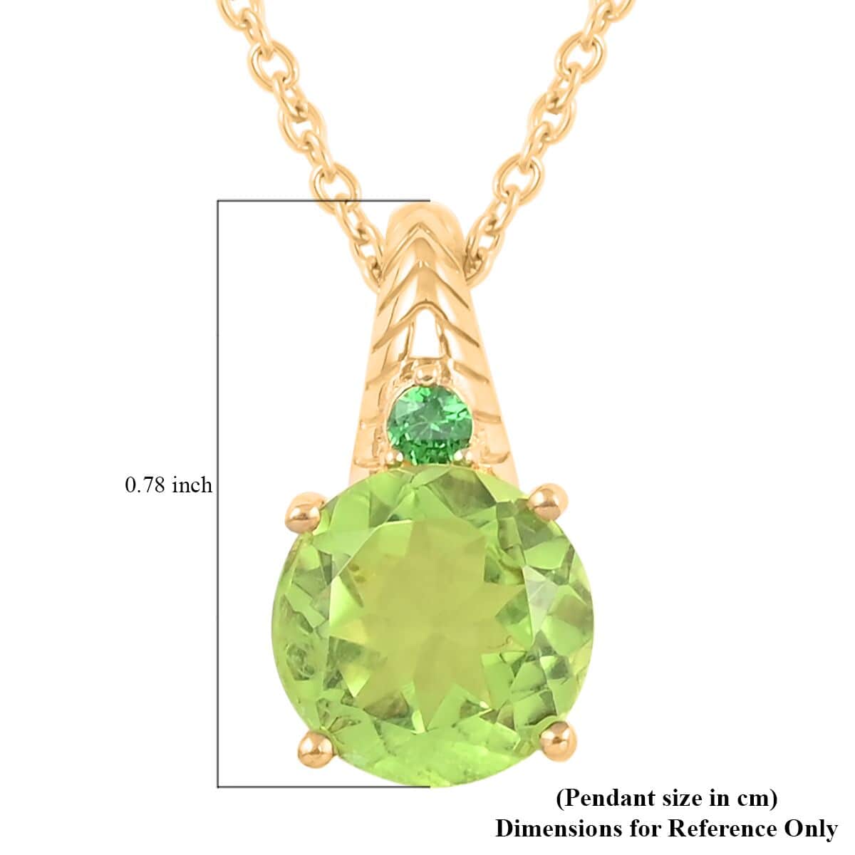 Karis Chartreuse Quartz (Triplet), Simulated Green Diamond Pendant Necklace (20 Inches) in 18K YG Plated and Stainless Steel 5.40 ctw , Tarnish-Free, Waterproof, Sweat Proof Jewelry image number 6