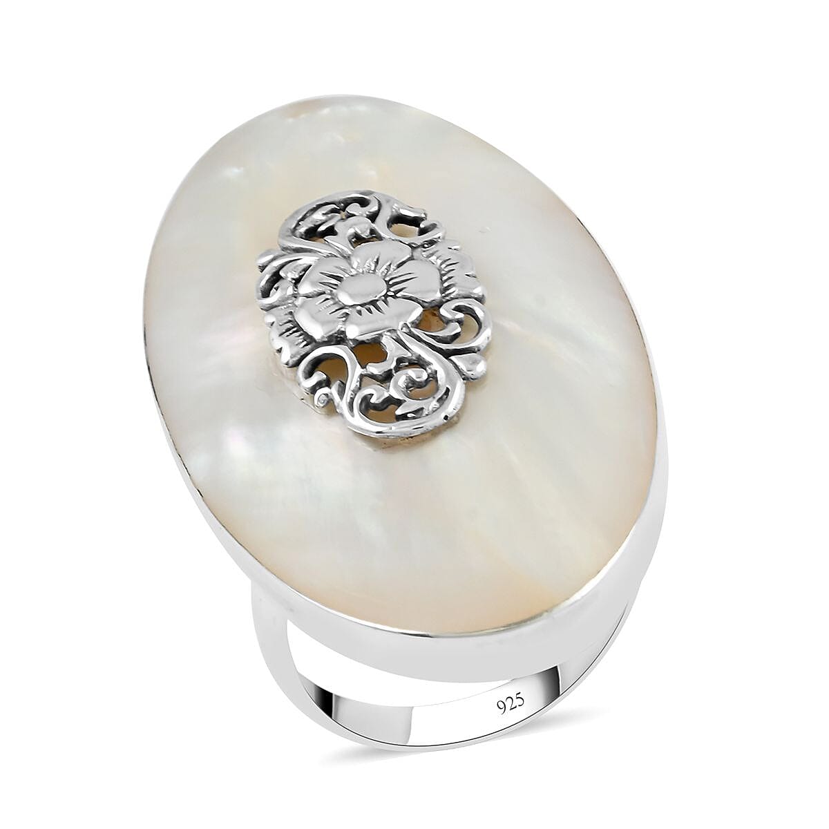 Bali Legacy Mother of Pearl Pendant and Ring (Size 6) in Sterling Silver image number 0