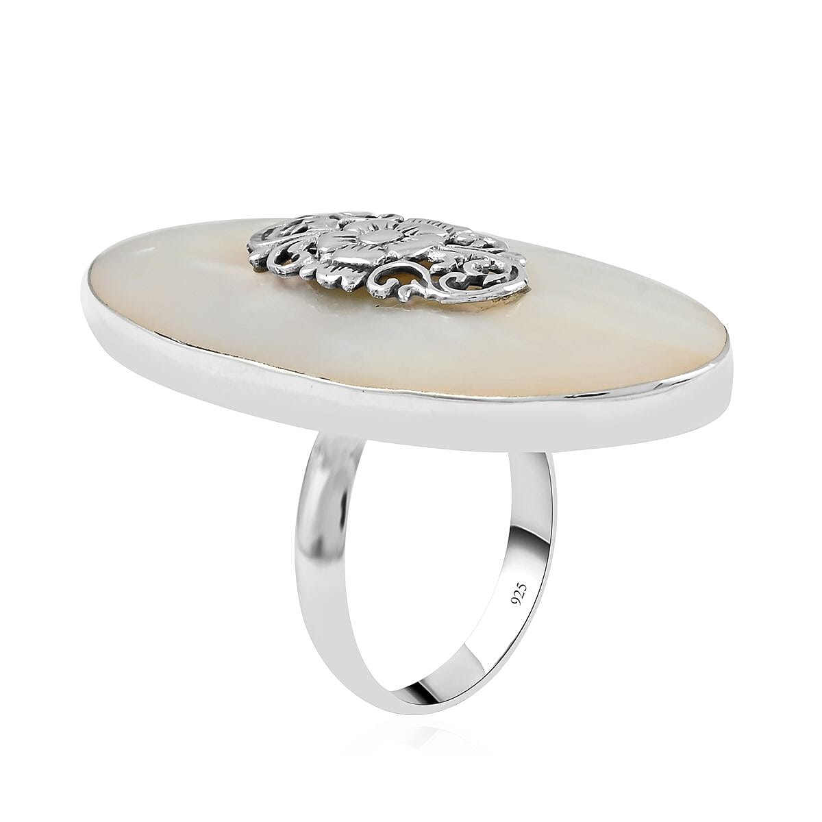 Bali Legacy Mother of Pearl Pendant and Ring (Size 6) in Sterling Silver image number 3