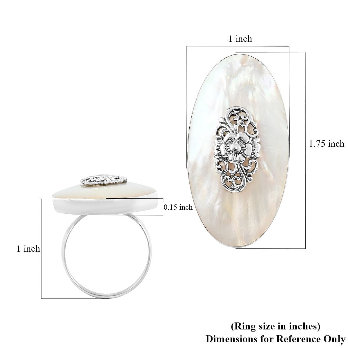 Bali Legacy Mother of Pearl Pendant and Ring (Size 6) in Sterling Silver image number 4