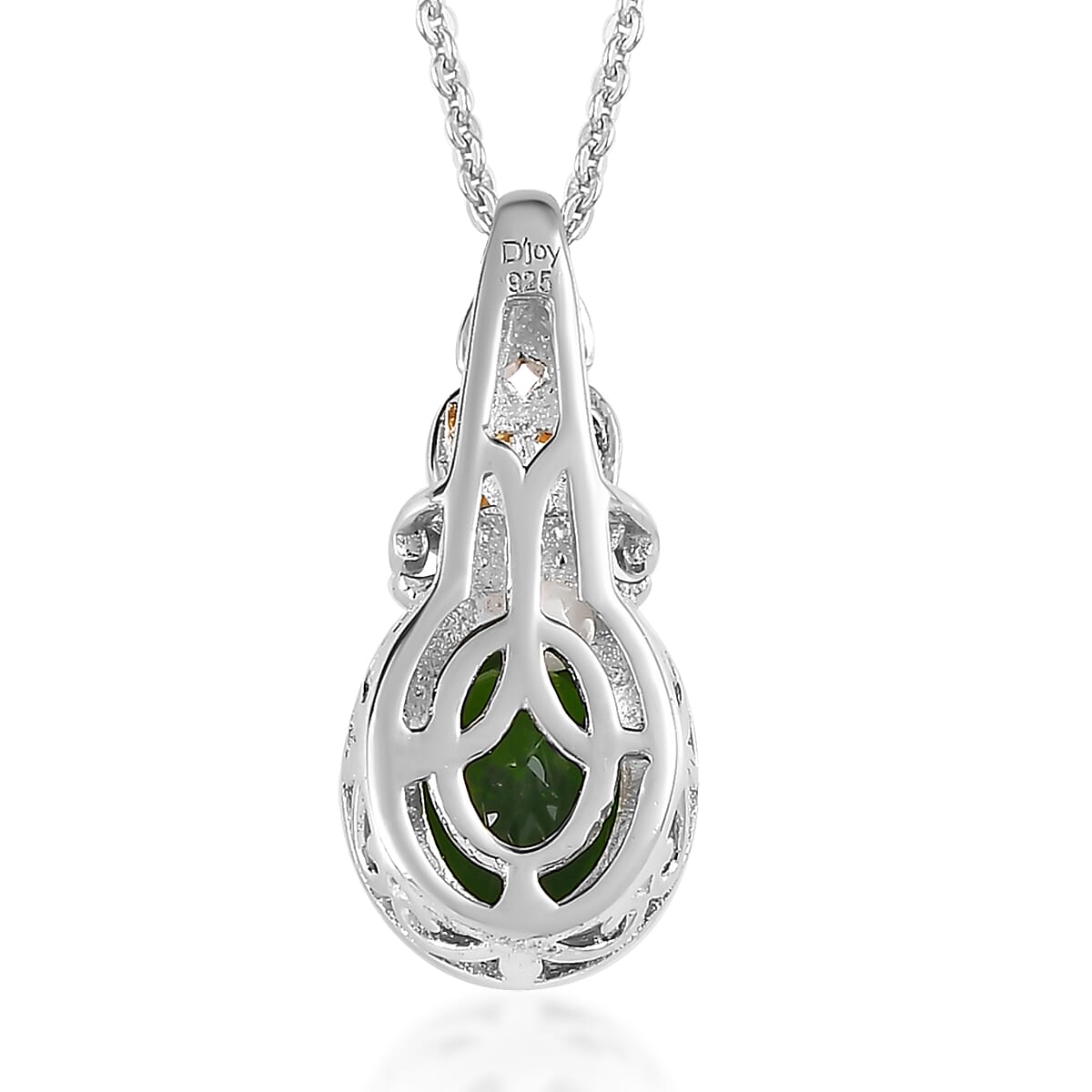 Chrome Diopside Pendant Necklace 20 Inches in Vermeil Yellow Gold and Platinum Over Sterling Silver 1.20 ctw