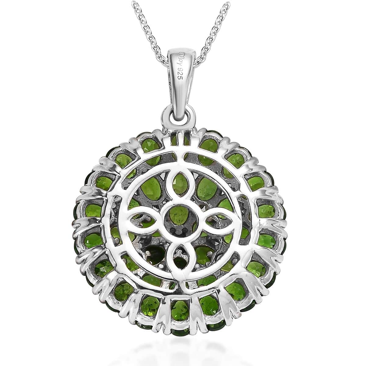 Chrome Diopside Floral Pendant Necklace 20 Inches in Platinum Over Sterling Silver 7.25 ctw image number 4