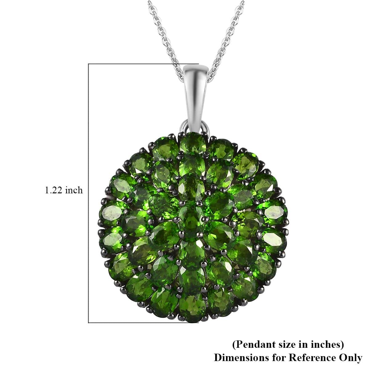 Chrome Diopside Floral Pendant Necklace 20 Inches in Platinum Over Sterling Silver 7.25 ctw image number 6