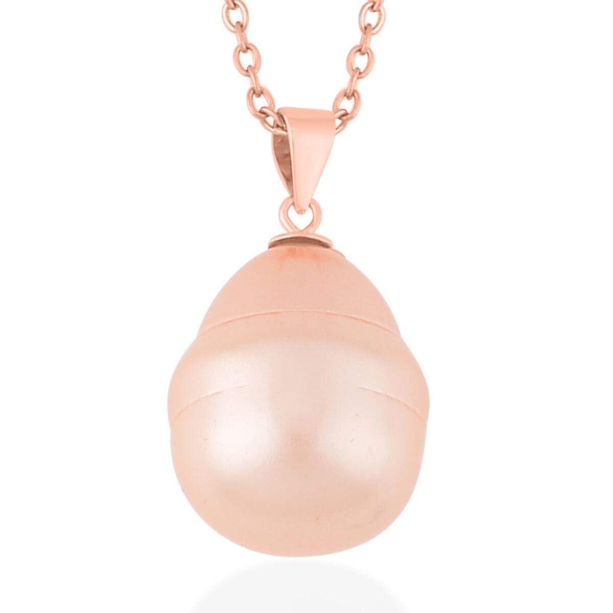 Peach Shell Pearl Solitaire Pendant in 14K Rose Gold Over Sterling Silver with ION Plated RG Stainless Steel Necklace 20 Inches image number 0